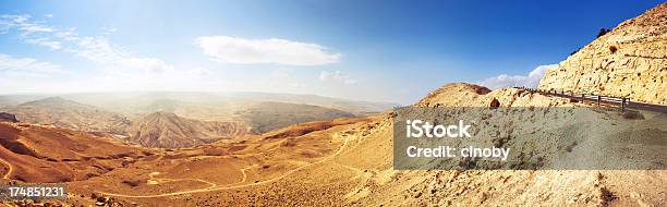 Panorama Of Wadi Al Mujib Valley Jordan Stock Photo - Download Image Now - Arid Climate, Beauty In Nature, Canyon