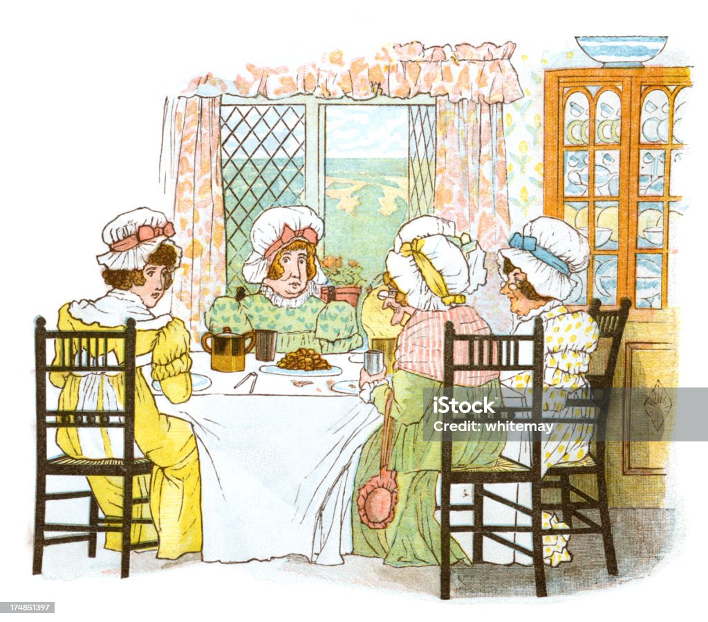 Regency periodo donna Festa di tè - Illustrazione stock royalty-free di 1880-1889