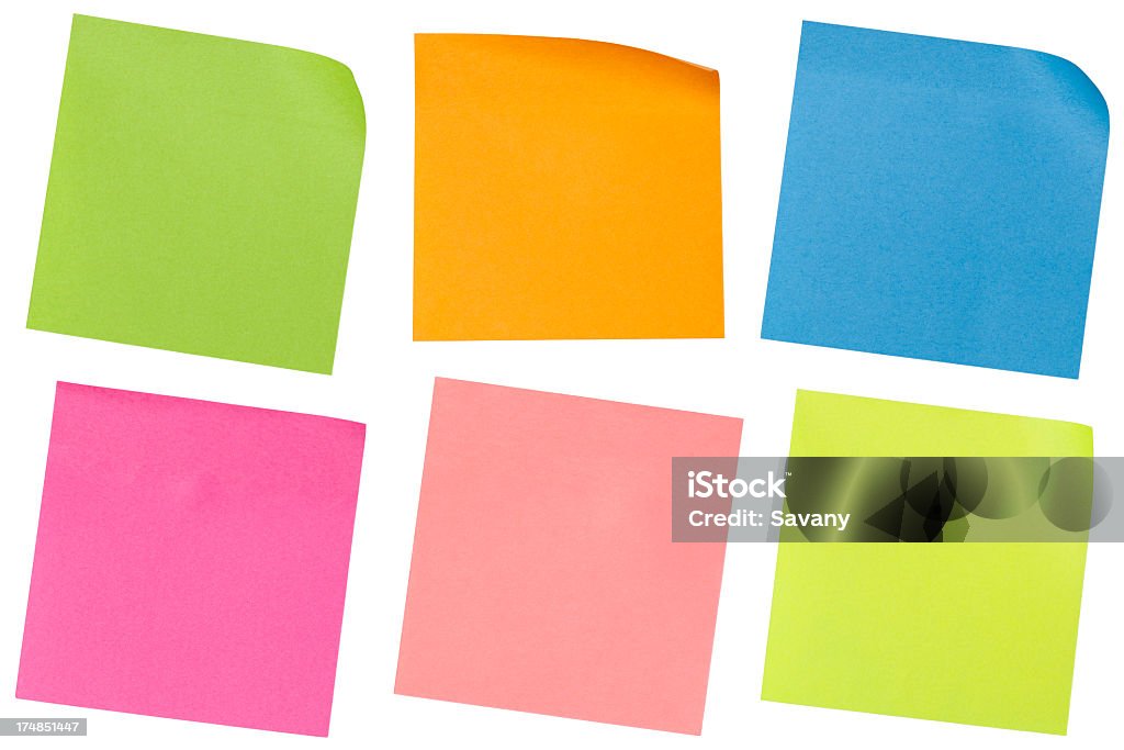 Colorfull reminders Reminders in different colors- clipping paths Message Pad Stock Photo
