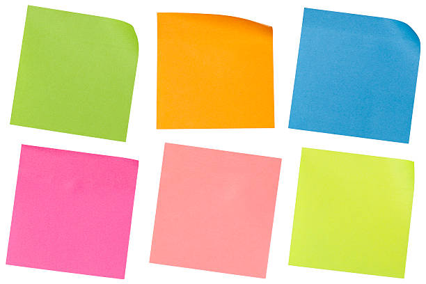 colorfull chamadas de atenção - adhesive note note pad message pad yellow imagens e fotografias de stock