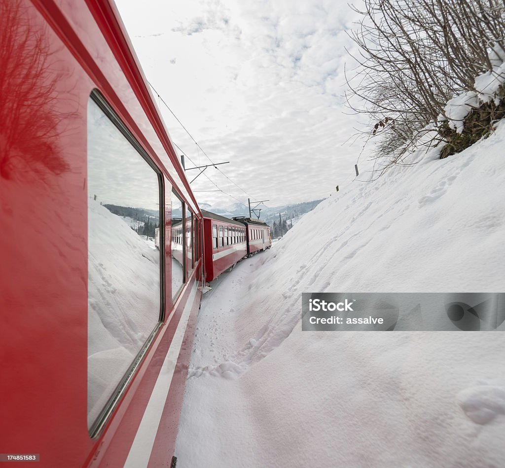 Appenzeller Bahnen スイスで冬の風景 - 列車のロイヤリティフリーストックフォト