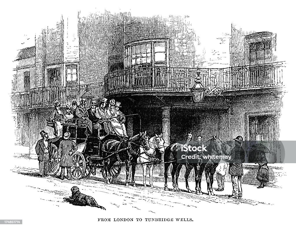 Londra per Tunbridge Wells stagecoach - Illustrazione stock royalty-free di Cavallo - Equino