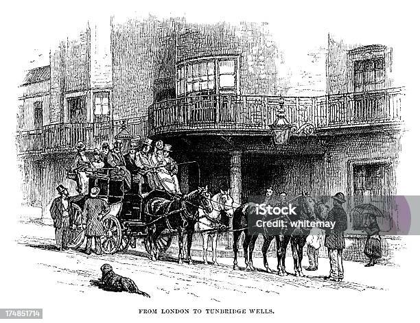 Londra Per Tunbridge Wells Stagecoach - Immagini vettoriali stock e altre immagini di Cavallo - Equino - Cavallo - Equino, 1870-1879, Adulto