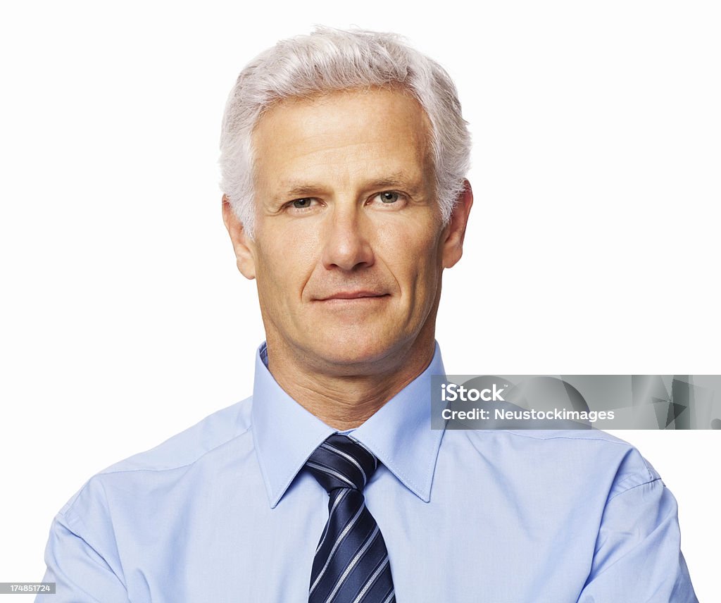 Confident Businessman Executive - Isolated Portrait of confident senior male business executive. Horizontal shot. Isolated on white. 60-69 Years Stock Photo