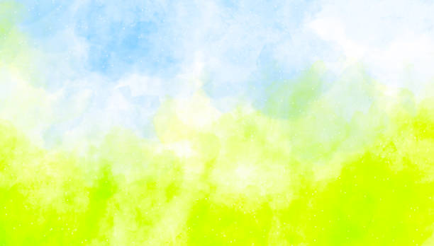 istock Abstract Watercolor Background Sky and Landscape - Blue and Green 1748517845