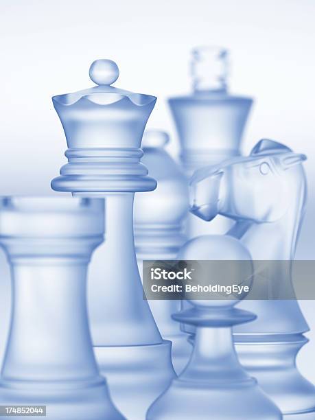 Closeup Of A Digital Image Of Chess Pieces Made Of Glass Stock Photo - Download Image Now