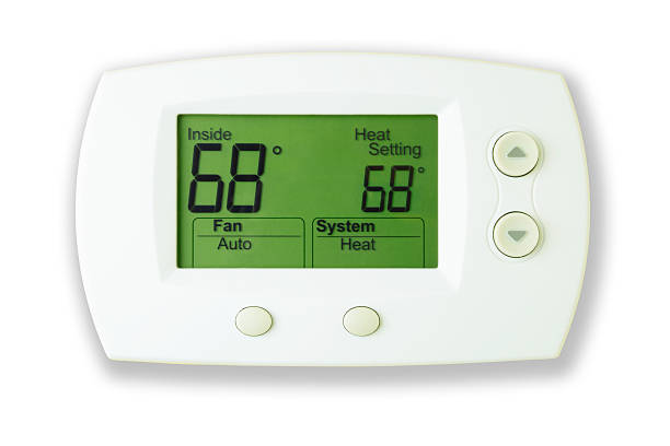 Digital Thermostat, 68 Degrees stock photo