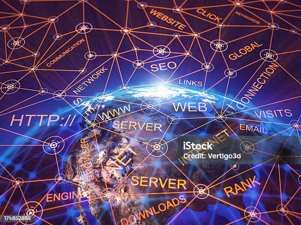 Internet Komunikacja Cyfrowa Koncepcja - zdjęcia stockowe i więcej obrazów Mapa świata - Mapa świata, Sieć komputerowa, Biznes