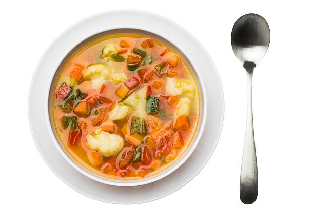 zuppa di verdure - minestrone foto e immagini stock