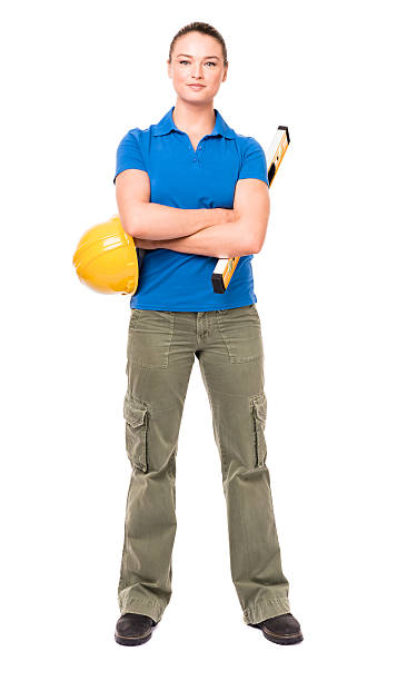 istock Woman Contractor Construction Worker Isolated on White Background 174852896