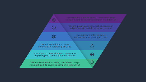 6 Elemen Problem Infografis Segitiga Dengan 6 Elemen Presentasi Ilustrasi Vektor ...