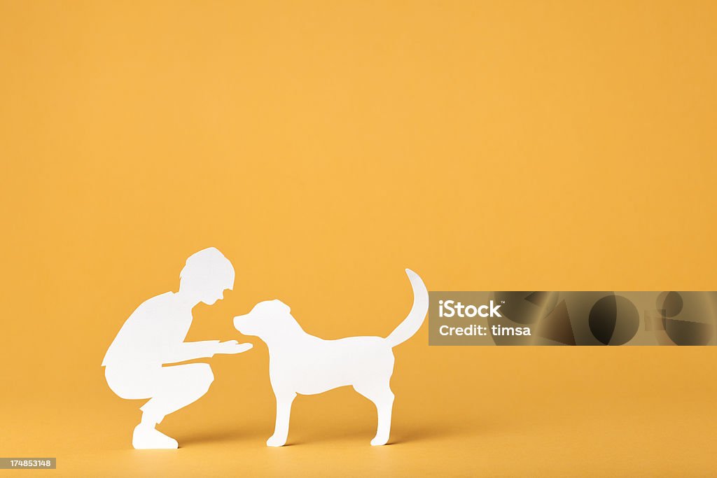 Dziecko interakcji z Pies: Papier koncepcja - Zbiór zdjęć royalty-free (Pies)