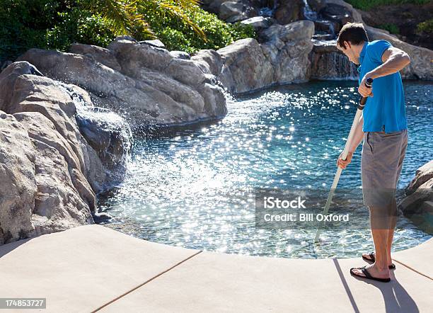 Sweeping Pool Stock Photo - Download Image Now - Swimming Pool, Repairing, Cleaning