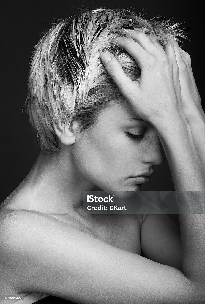 Depression. jovem atraente mulher com uma terrível enxaqueca - Royalty-free Ansiedade Foto de stock