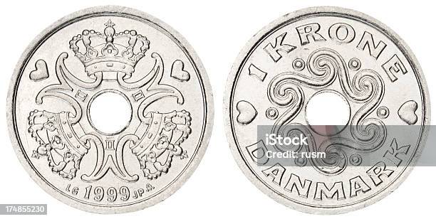 Danish Coin On White Background Stock Photo - Download Image Now - Danish Coin, Danish Krone Note, Danish Currency