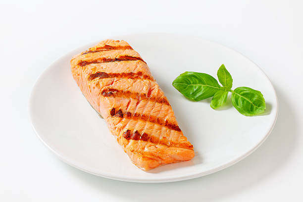istock Grilled salmon steak on a plate 174855414