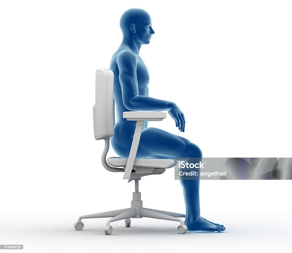 Ergonomics - Proper position to sit and work Guidance ergonomics. Proper position to sit and work. Ergonomics Stock Photo