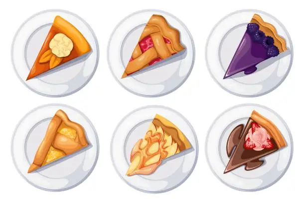 Vector illustration of Sweet Pies Set, Top View