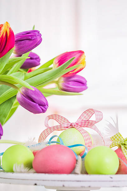 istock Colorful Easter Eggs Decorated on Wooden Background 174856325