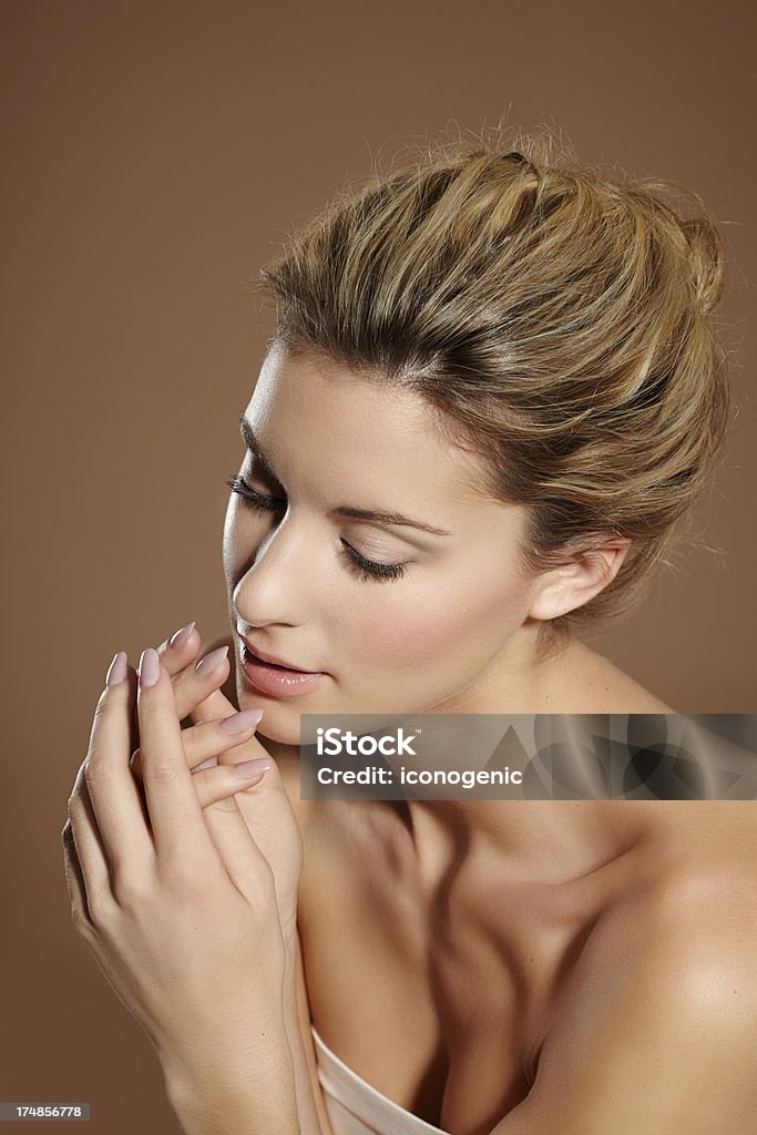 Natural Beauty Beautiful natural woman on beige background. http://iconogenic.com/STOCK/iconilena.jpg 20-24 Years Stock Photo