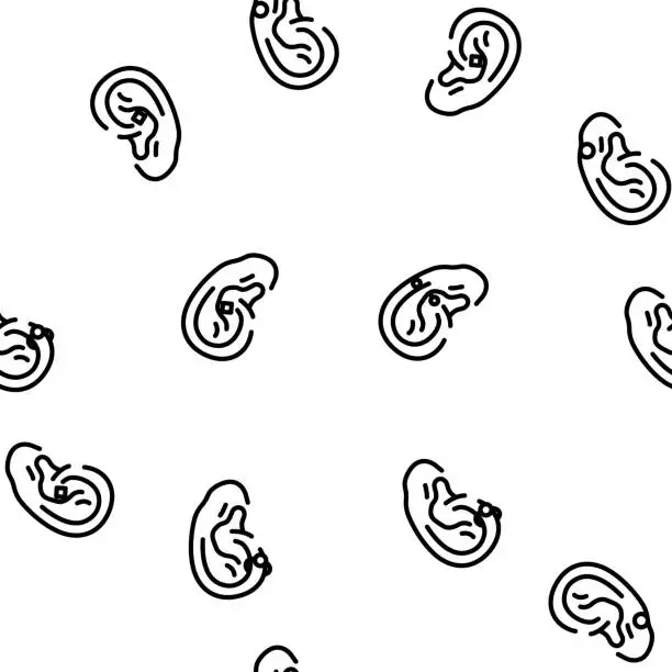 Vector illustration of piercing ring earring nose vector seamless pattern