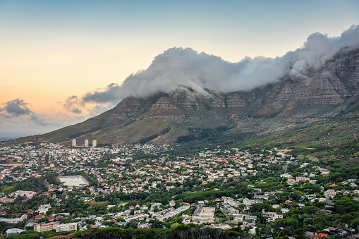 Cape Town South Africa Twilight Table Mountain Cloudscape Panorama