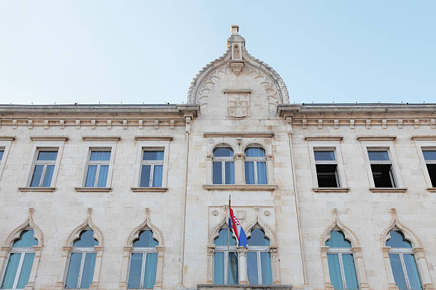 historic house facade with venetian windows   Croatia