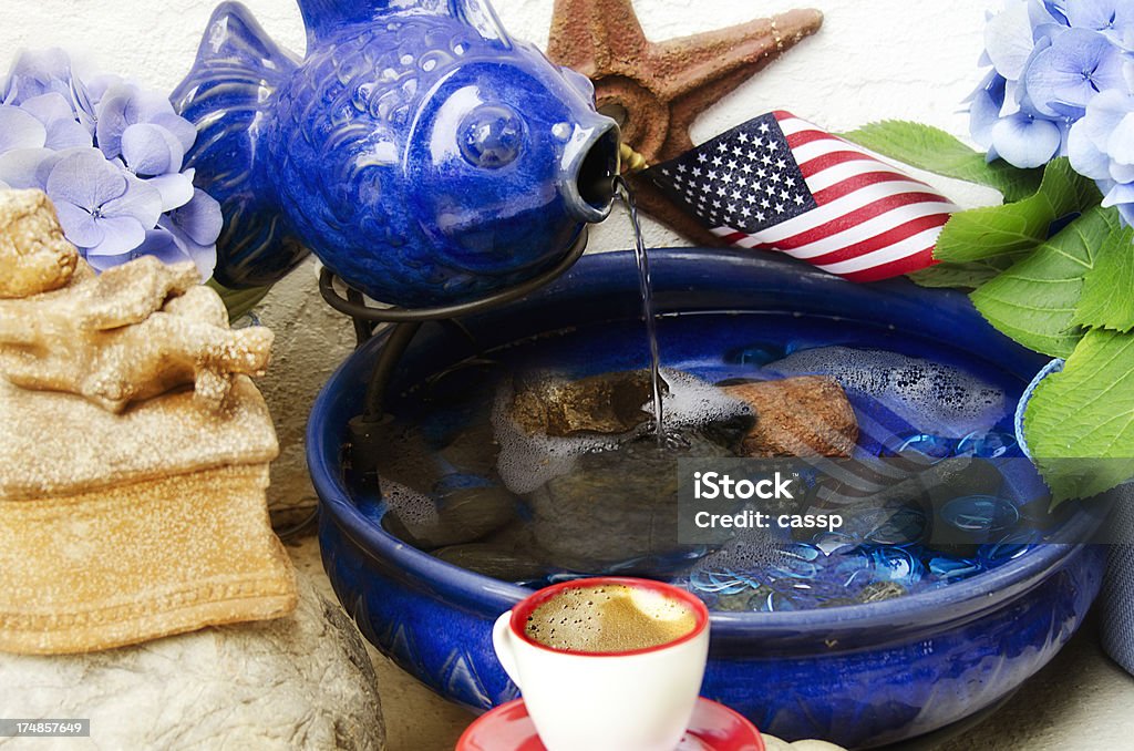 American Espresso im Garten - Lizenzfrei Amerikanische Flagge Stock-Foto