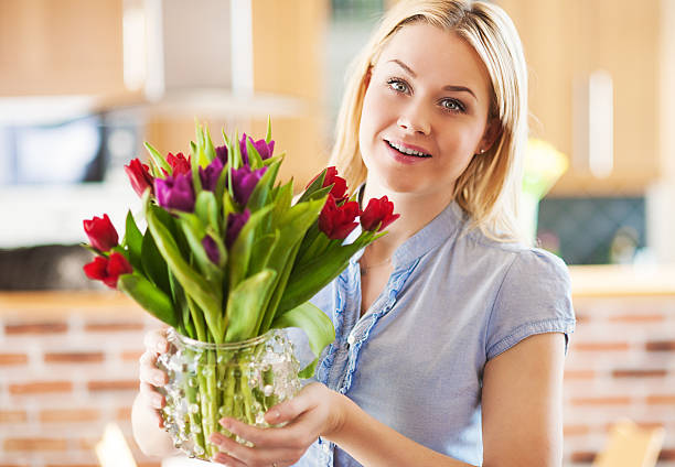 istock Woman with tulips 174857866