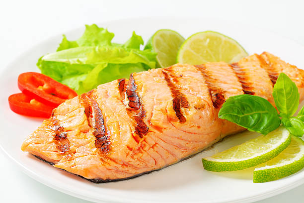 istock Grilled salmon steak on a plate 174857978