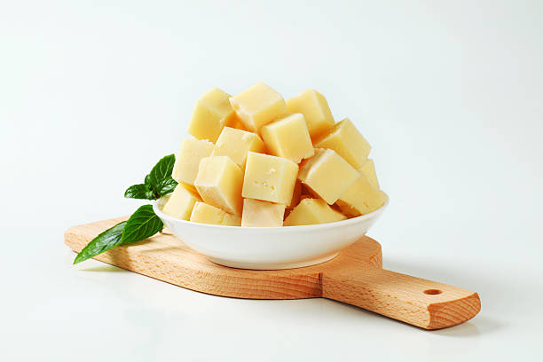 cheese cubes stock photo