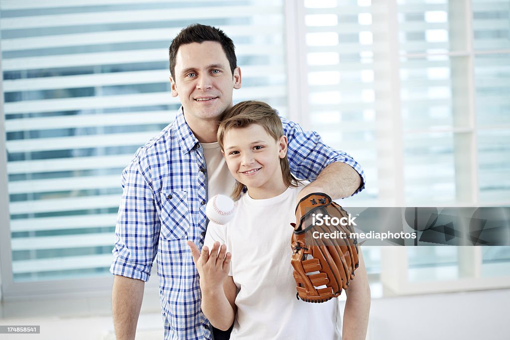 Pai com o filho - Foto de stock de Bola de Beisebol royalty-free