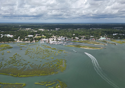 An Aerial View of the Waters of Murrels Inlet, South Carolina