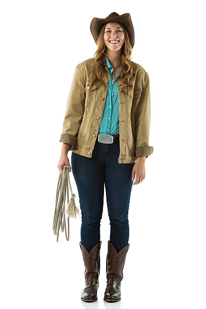 Smiling cowgirl with a lasso