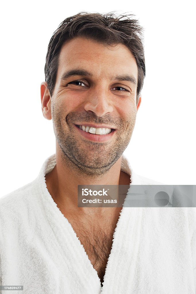 Stubbly Similing hombre mirando a la cámara - Foto de stock de 30-34 años libre de derechos