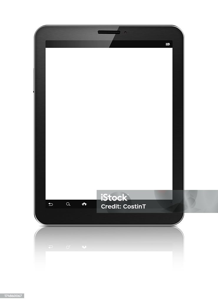 Tablet computer on white with clipping path. Image of Generic tablet PC or picture frame with clipping path. Accessibility Stock Photo