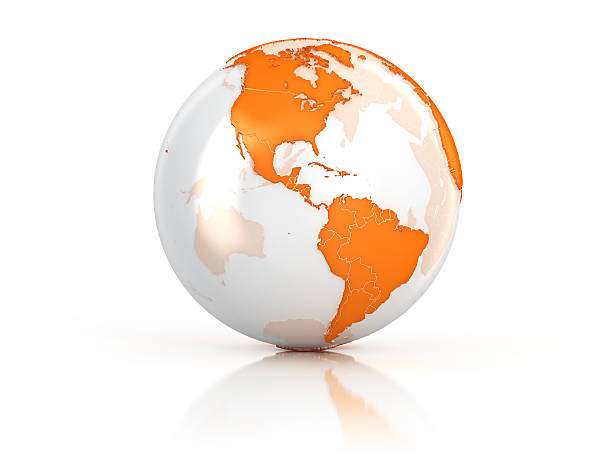 Orange Earth globe - America stock photo