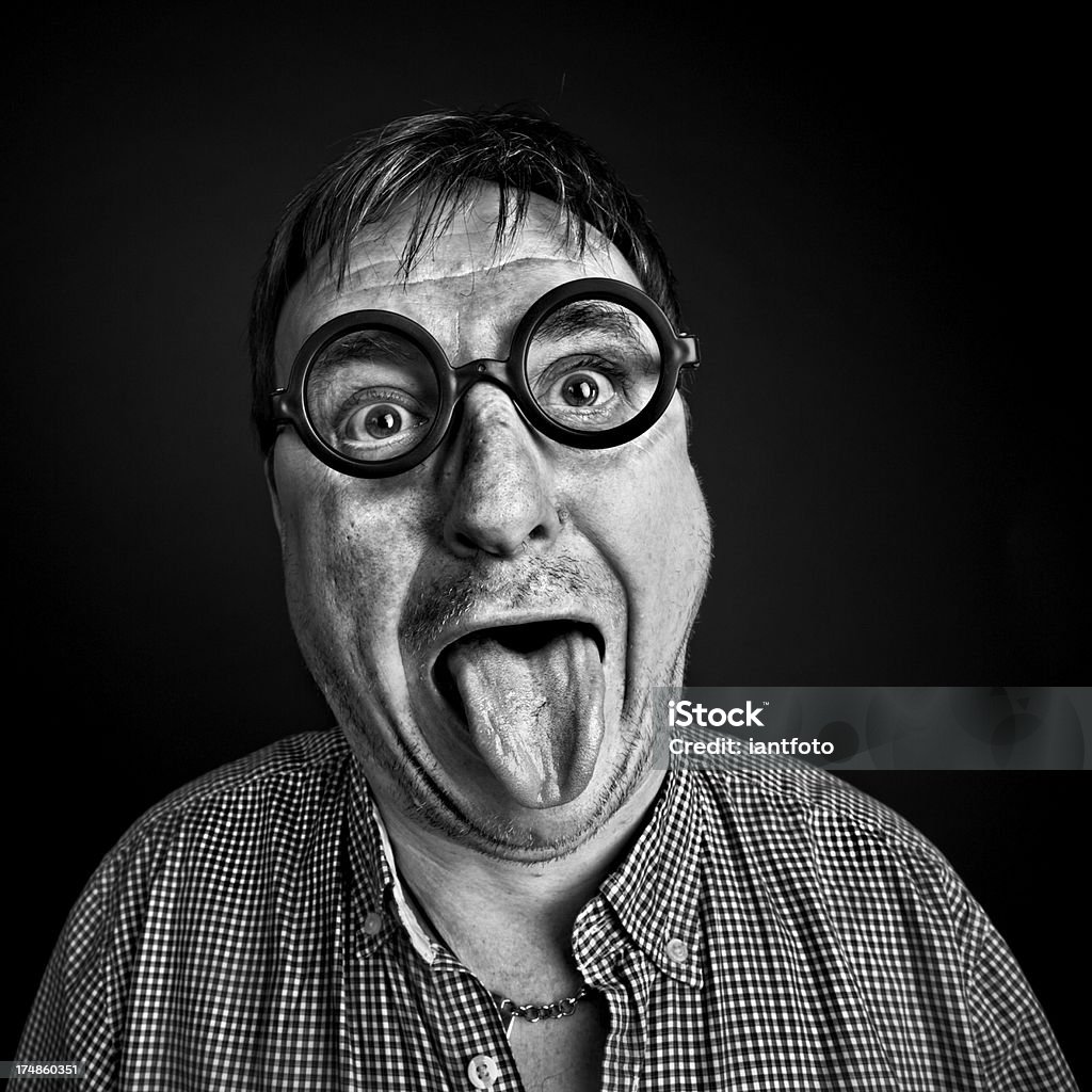 Crazy homem com óculos - Foto de stock de Aberto royalty-free