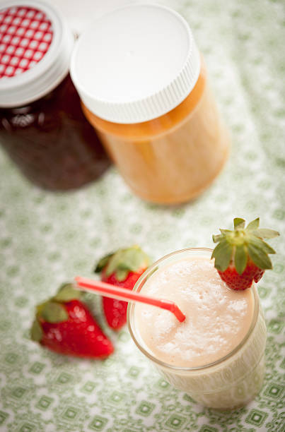 Peanut Butter and Jelly Smoothie stock photo