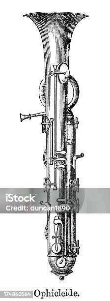 Musical Instrument Ophicleide Stock Illustration - Download Image Now - 19th Century, Antique, Black And White