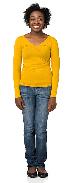 istock Happy Young Woman Standing Portrait 174861897