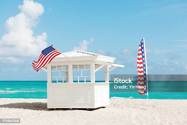 Foto de Areias Brancas De South Beach Em Miami Flórida Eua Horizontal 2 e mais fotos de stock de Bandeira Norte-Americana