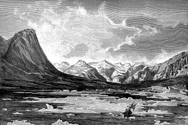 ilustrações de stock, clip art, desenhos animados e ícones de pólo norte expedition paisagem - mountain mountain range snow cloudscape