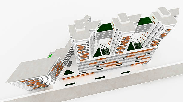 Residential and Office Building Development. Scale Model. 3D Render. Architecture. stock photo