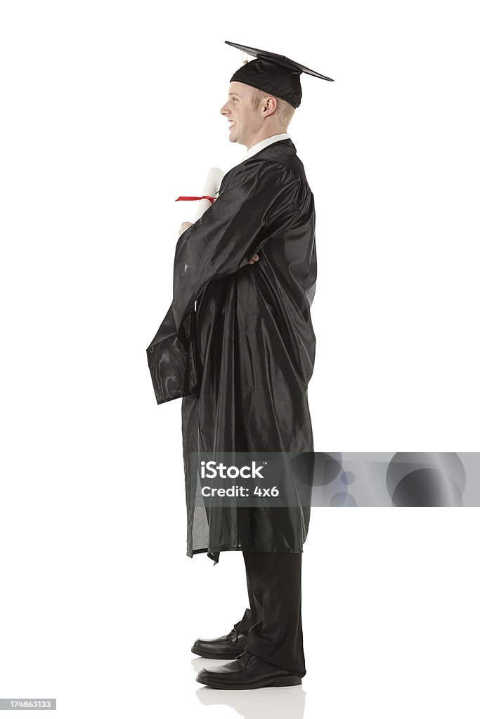 Perfil de um estudante em Beca - Foto de stock de Formatura royalty-free