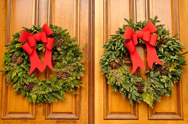 istock Wreaths on wooden doors 174863184