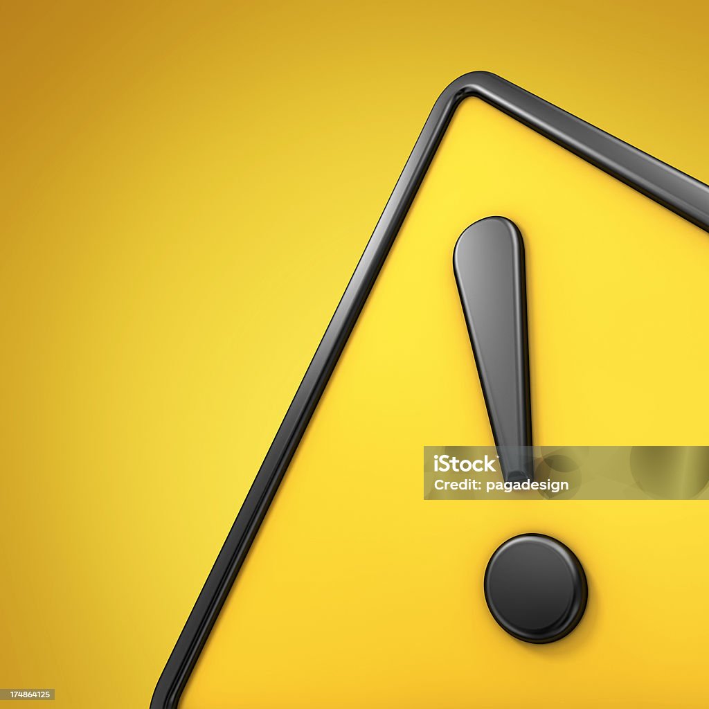 warning sign close-up of yellow warning sign.3d render. Exclamation Point Stock Photo