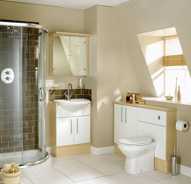 istock Interior view of luxurious bathroom 174864227