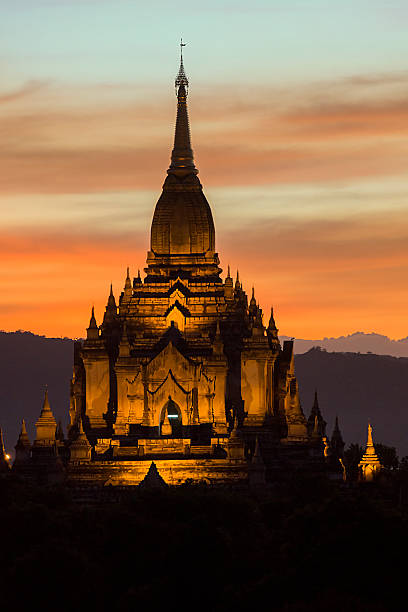 istock Lit pagoda in hazy evening light, Bagan, Myanmar 174864428