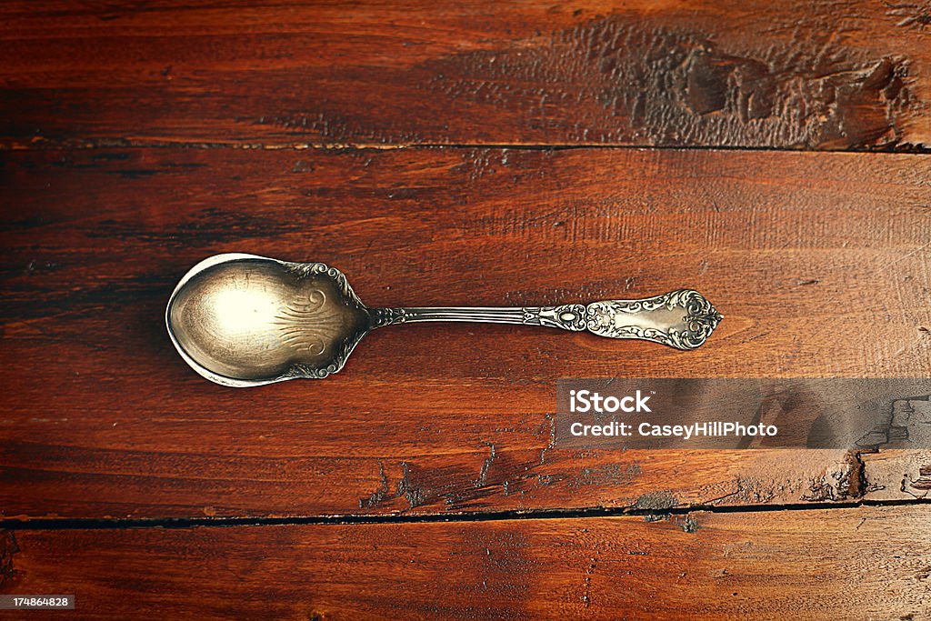 Antigüedades cuchara de plata - Foto de stock de Alimento libre de derechos